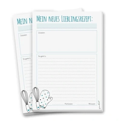 Abbildung von 2 Rezept Blöcke á 50 Blatt dv_275 blau DIN A5 Block Karten Meine Lieblings Rezepte zum Kochen Backen selberschreiben sammeln