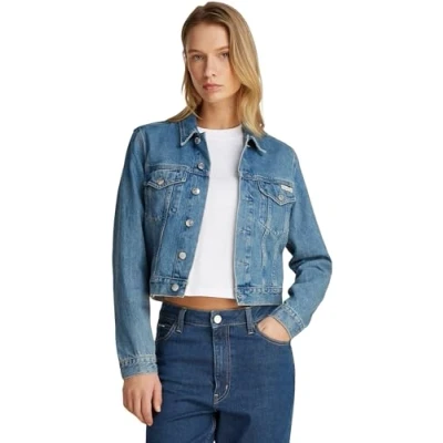 Abbildung von Calvin Klein Jeans Cropped 90&#039;S Jacket Jeansjacke, Damen, Größe: XL, Denim medium