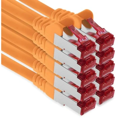 Abbildung von 1aTTack.de 10x 2m CAT6 Patchkabel S/FTP PIMF Schirmung CAT.6 RJ45 Netzwerkkabel Ethernetkabel DSL LAN Router Switch Modem Patchfeld orange 10 Stück
