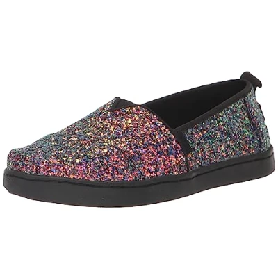 Abbildung von TOMS Mädchen Classic Alpargata Flacher Slipper, Schwarzer Grober Glitzer, 31 EU