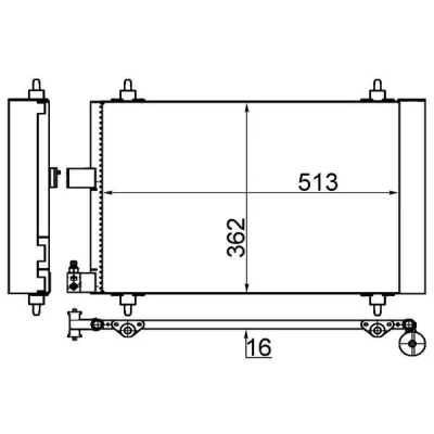 Abbildung von MAHLE ORIGINAL AC 585 001S Klimakondensator mit Dichtring, Trockner 14 11,1 520, 553 CITROËN: C5 III Estate, II PEUGEOT: 407 SW