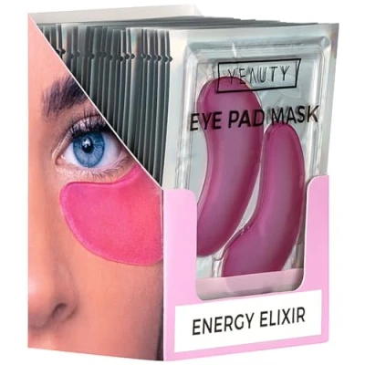 Abbildung von YEAUTY ENERGY ELIXIR EYE PAD MASK, die superweichen Augenpads mit dem luxuriösen Anti Aging Serum ausVitamin C, Hyaluron und Pink Grapefruit reduziert Augenringe glättet Augenpartie, 25 Stück