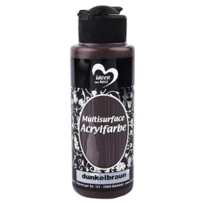 Abbildung von Ideen mit Herz Acrylfarbe Multisurface Allzweckfarbe zum Bemalen von Holz, Glas, Keramik, Porzellan, Terracotta, Styropor, Stoff, Leder Universalfarbe auf Wasserbasis 120ml (dunkelbraun)