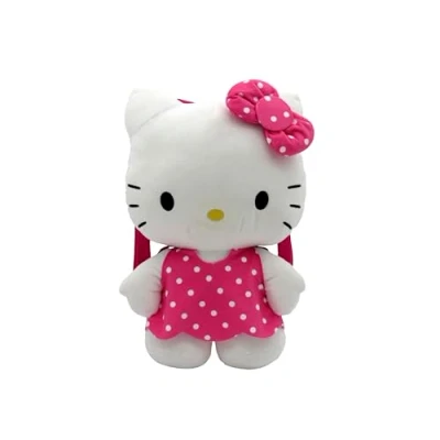 Abbildung von CyP Brands Hello Kitty, Sanrio, Rucksack, Plüsch, Taschen, Figur weiß, offizielles Produkt, Estandar, Casual