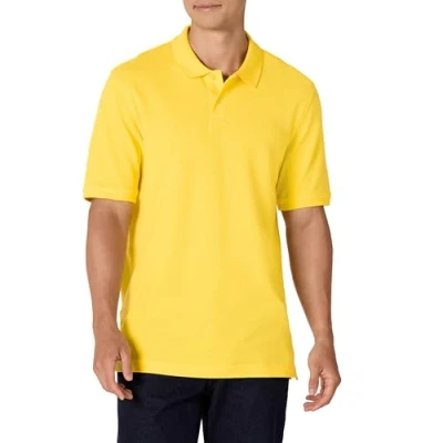 Abbildung von Amazon Essentials Herren Polohemd mit normaler Passform aus Baumwollpiqué (erhältlich in Big &amp; Tall), Gelb, XXL