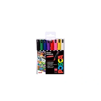 Abbildung von POSCA,F801811, PC 1MR „Paint in a Pen“ Starterset, 0,7 mm ultra feine Spitze, wasserbasierte Filzstifte, 8 Farben, satz, Multi