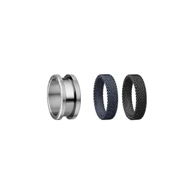 Abbildung von BERING Austauschbar Ring Set für Herren in Silber, Schwarz &amp; Blau mit einzigartigem Twist Change System, Symphony B