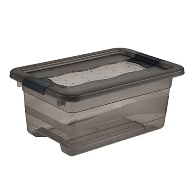 Abbildung von keeeper Aufbewahrungsbox mit Deckel und Schiebeverschluss, 4 l, Transparent, Polypropylen, Crystal Grey