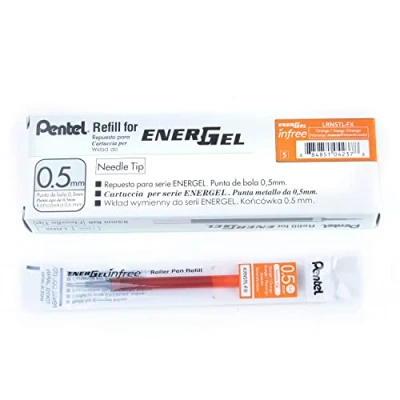 Abbildung von Pentel Energel Pure LRN5TL fx Nachfüllmine, durchgefärbtes Gehäuse, Orange, 0, 25 mm Strichstärke, Nadelspitze, 1 VE = 12 Stück