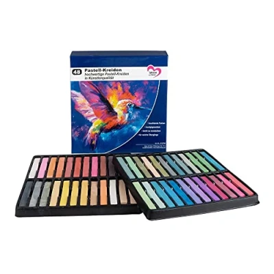 Abbildung von Ideen mit Herz Pastell Kreide, 48 hochwertige Kreiden in leuchtenden Farben, hoch pigmentiert Studio, Kunst, Hobby, Malen, Basteln, DIY