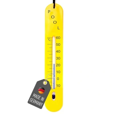 Abbildung von Lantelme Poolthermometer sinkend mit Schnur Analoges Thermometer in Gelb für Schwimmbad, Teich, Whirlpool und Schwimmteich Ideal zur präzisen Wassertemperaturmessung Überwachung