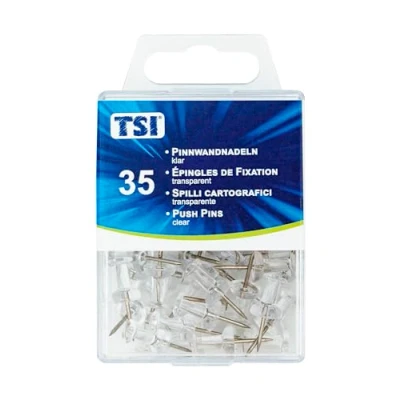 Abbildung von TSI Pinnwandnadeln Standard 35er Packung, Farbe klar/transparent, Art. Nr. 48310