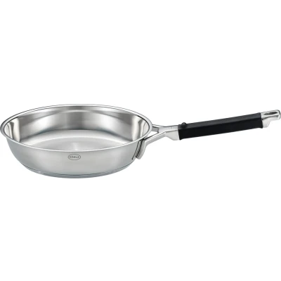 Abbildung von RÖSLE SILENCE PRO Bratpfanne Ø 24 cm, Hochwertige Edelstahl für Perfektes Scharf Anbraten von Steaks und Mehr, 18/10, Silberfarben/Schwarz, 46,9 x 25,6 9,5 cm