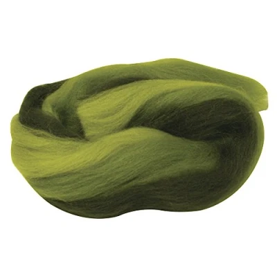Abbildung von Rayher Hobby 5366400 Merino Kammzug multicolor, Grün Töne, 50 g im Band, fein, 21 mic, Filzwolle, Merinowolle, Kammzug, 100% Schafschurwolle zum Filzen