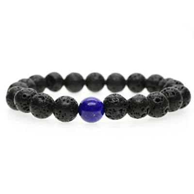 Abbildung von COAI Geschenkideen Reikiarmband aus Lavastein und Lapislazuli Gebetsarmband für Herren