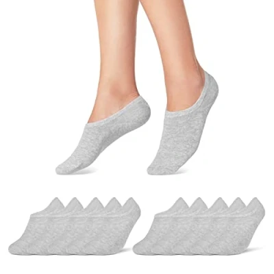 Abbildung von 10 Paar Sneaker Socken Damen Herren Füßlinge Schwarz Weiß Grau Baumwolle 16805 WP (Grau 35 38)