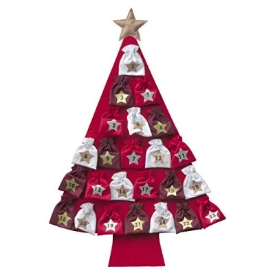 Abbildung von XXL Adventskalender, Tannenbaum, zum Befüllen, fast 120cm groß, rot