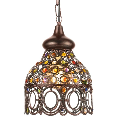 Abbildung von EGLO Pendelleuchte Jadida, 1 flammige Hängelampe Vintage, Orientalisch, Hängeleuchte aus Stahl in Kupfer Antik und Glas Bunt, Esstischlampe, Wohnzimmerlampe hängend mit E27 Fassung, Ø 22 cm