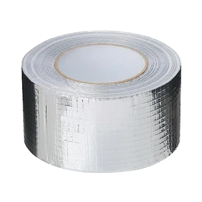 Abbildung von PROFIVENT.DE VERSTÄRKTES ALUMINIUMBAND Hitzebeständiges Wasserdichtes Alu Klebeband zum Reparieren von Metalloberflächen Dampfsperre netzverstärkt Belüftung Isolierung (96mm/45m)