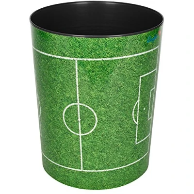 Abbildung von Läufer 26665 Papierkorb Fußballfeld, 13 Liter Mülleimer, perfekt für das Kinderzimmer, rund, stabiler Kunststoff, Abfalleimer Kinder