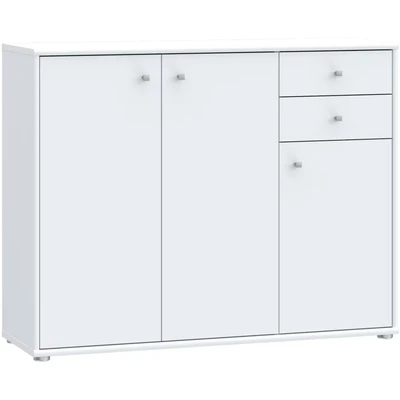 Abbildung von Forte Tempra 2 Kommode mit 3 Türen und Schubladen, Holzwerkstoff, weiß, Bx H xT: 108,8 x 85,5 34,8 cm