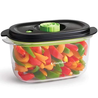 Abbildung von FoodSaver FFC022X Preserve &amp; Marinate Vakuumbehälter luftdichter BPA freier Lebensmittelbehälter auslaufsicher spülmaschinenfest 1,2 l, Transparent/Schwarz