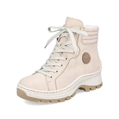 Abbildung von Rieker Damen Schnürstiefeletten X9334, Frauen Stiefeletten, lose Einlage,Stiefel,Bootee,Booties,halbstiefel,Kurzstiefel,beige (62),36 EU / 3.5 UK