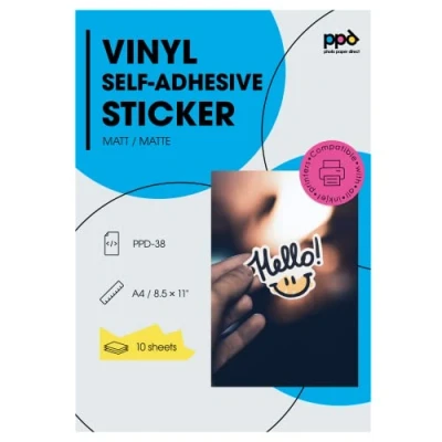 Abbildung von PPD 10 x A4 Inkjet PREMIUM Vinyl Aufkleberfolie Bedruckbar, Weiß, Matt, Selbstklebend 38