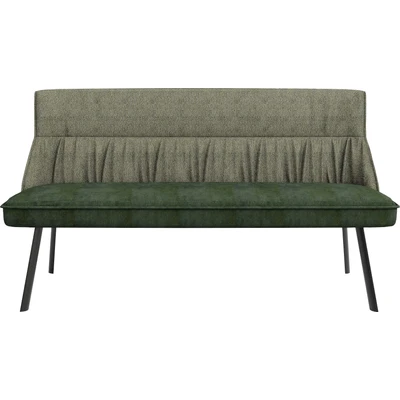 Abbildung von byLIVING Sitzbank California/Polsterbank Rücken Webstoff grün/Sitz Vintage Velvet grün mit Keder u. Nosagfederung/Gestell Metall schwarz/Bank Rückenlehne/B 180, H 88, T 63 cm
