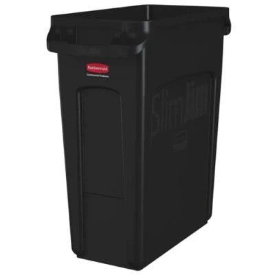 Abbildung von Rubbermaid Commercial Products 1955959 Vented Slim Jim Abfalltonne, Kunststoff, 60 L, Schwarz
