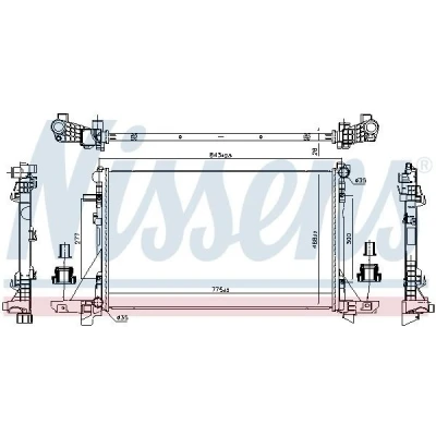 Abbildung von NISSENS 606411 Kühler, Motorkühlung Aluminium 775 468 26 Kühlrippen gelötet