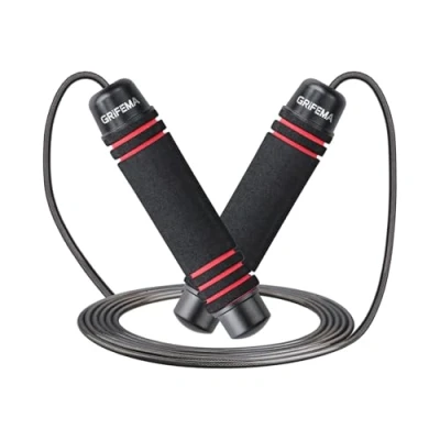 Abbildung von GRIFEMA Springseil, Speed Rope Verstellbar mit Rutschfester Schaum Griffe, Länge Einstellbar, Rutschfest, Springseil Erwachsene Fitness für und Ausdauer Seilspringen