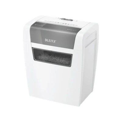 Abbildung von Leitz IQ Home Partikelschnitt Aktenvernichter P4, 7 6 Blatt (70 80 g/m²), 15 Liter Abfallbehälter, Leise und Kompakt, Weiß, 80340000