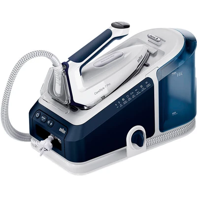 Abbildung von Braun CareStyle 7 Pro Dampfbügelstation IS 7282 BL Dampfbügeleisen mit FreeGlide 3D Bügelsohle, iCare Funktion, abnehmbarer 2 L Wassertank, Dampfstoß 600 g/min, 2700 Watt, Blau/Weiß