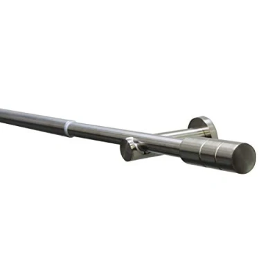 Abbildung von Gardinia Gardinenstangen Set Kreta, Komplettstilgarnitur inkl. Befestigungsmaterial, Vorhangstange ausziehbar, 120 210 cm, Metall, Edelstahl Optik