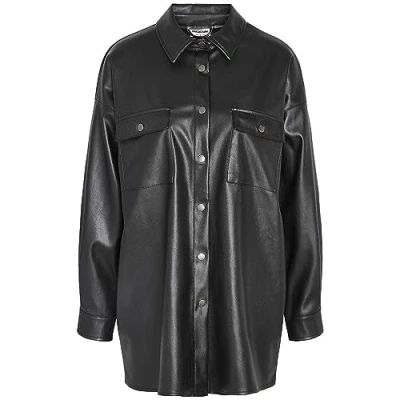 Abbildung von Noisy May Nmflanny Oversize PU Shirt Hemdbluse, Damen, Größe: XS, Black