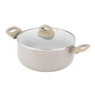 Abbildung von FLORINA Aluminiumtopf ISLA 4,1L I 24 cm Aluminium Kochtopf mit Antihaftbeschichtung Schnelles und gleichmäßiges Erhitzen Soft Touch Griffe Ästhetisches Design, Grau