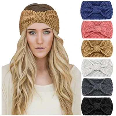 Abbildung von DRESHOW 6 Stück Winter Stirnband Damen Strick Ohrenwärmer Stirnbänder Mädchen Gestrickt Kopfband Haarband Headwrap Frauen Haarbänder