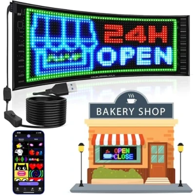 Abbildung von Doppelreihiges programmierbares LED Zeichen, Flexibles 5V/2A, das Zeichen farbenreiche Anzeige scrollt, Bluetooth APP Kontroll digitales für Auto LKW Store Werbung