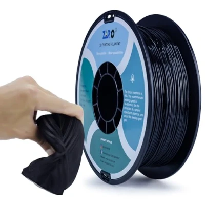 Abbildung von ZIRO 3D Drucker Filament 1.75mm TPU Flexibel 0.8KG Spool, Maßgenauigkeit +/ 0.05mm, Flexible Schwarz