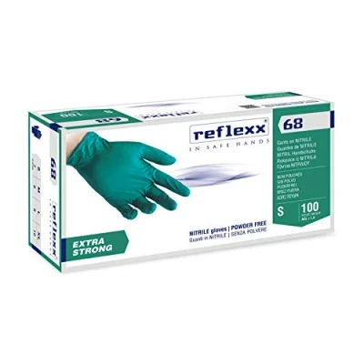 Abbildung von Reflexx R68/L Nitrilhandschuhe, puderfrei, gr 6,0, grün, 100 Stück, M,