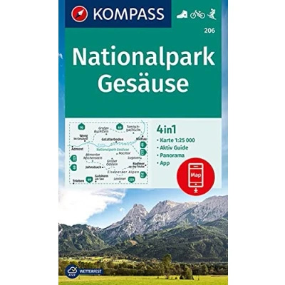 Abbildung von KOMPASS Wanderkarte 206 Nationalpark Gesäuse 1:25.000: 4in1 mit Panorama und Aktiv Guide inklusive Karte zur offline Verwendung in der App. Fahrradfahren. Skitouren.
