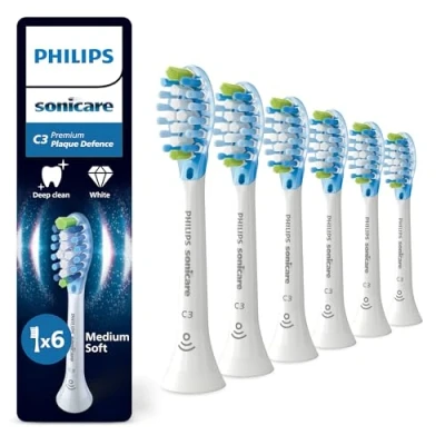 Abbildung von Philips Sonicare C3 Premium Plaque Defense, Original Ersatzbürstenköpfe, Weiß, 6er Pack, HX9046/87