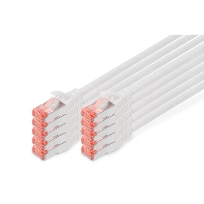 Abbildung von DIGITUS LAN Kabel Cat 6 1m 10 Stück RJ45 Netzwerkkabel S/FTP Geschirmt Kompatibel zu 6A &amp; 7 Weiß