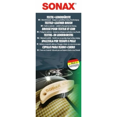 Abbildung von SONAX Textil+LederBürste (1 Stück) Trocken und Feuchtreinigung von Textilien sowie zur schonenden Reinigung Glattleder Oberflächen Art Nr. 04167410