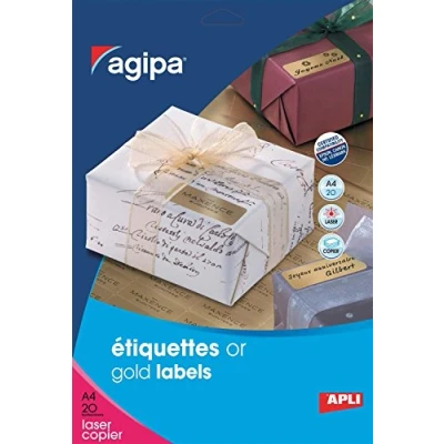 Abbildung von APLI Bedruckbare Etiketten, goldfarben, 63,5 x 29,6 cm, wetterfest, Polyester, 20 Stück