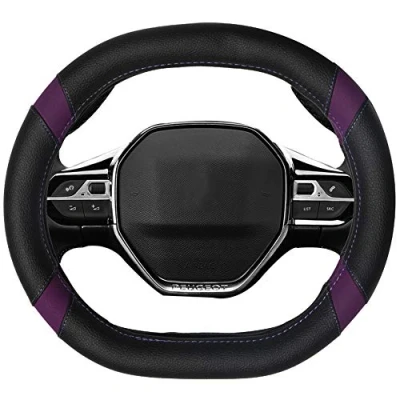 Abbildung von Mayco Bell Mikrofaser Leder Auto Lenkradbezug Fit für Peugeot 3008 4008 206 207 208 2016 2019 508 e (lila)