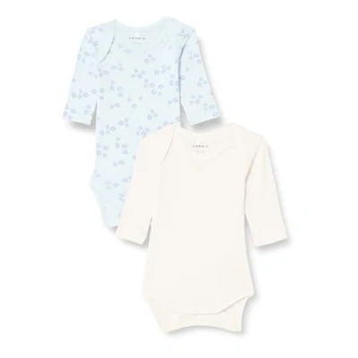 Abbildung von NAME IT Baby Mädchen Nbfbody 2p Ls Halogen Blue Flower Noos, Blue, 74