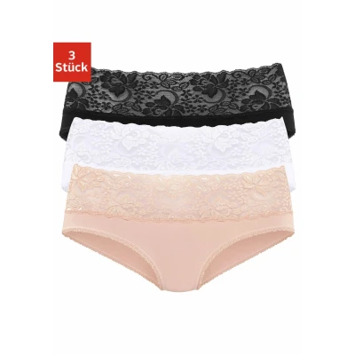Abbildung von Lascana 3 PACK Slip, Damen, Größe: 32/34, Pink/white/black