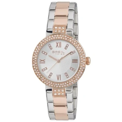 Abbildung von Breil Damen Armbanduhr Dancefloor in der Farbe Gold mit weißen Kristallen verziert und Edelstahlarmband, Gehäusedurchmesser: 32 mm, EW0505